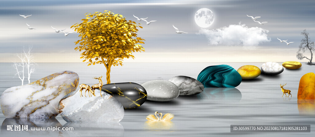 现代简约轻奢创意床头画