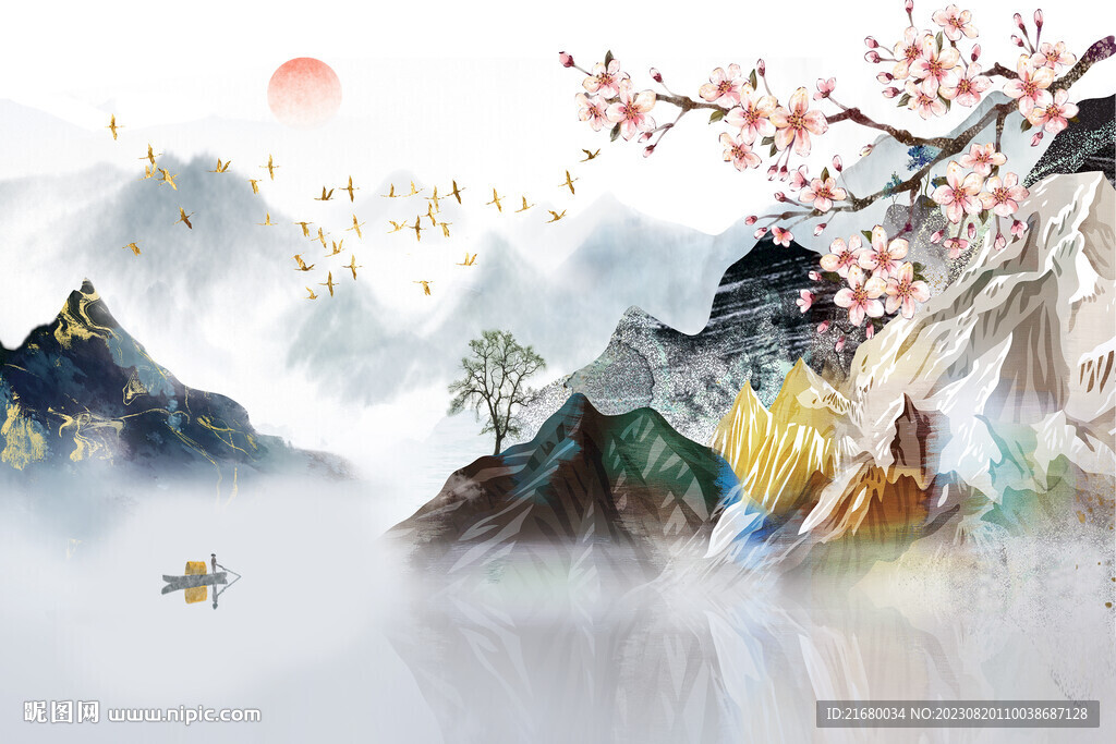 抽象意境岩板山水