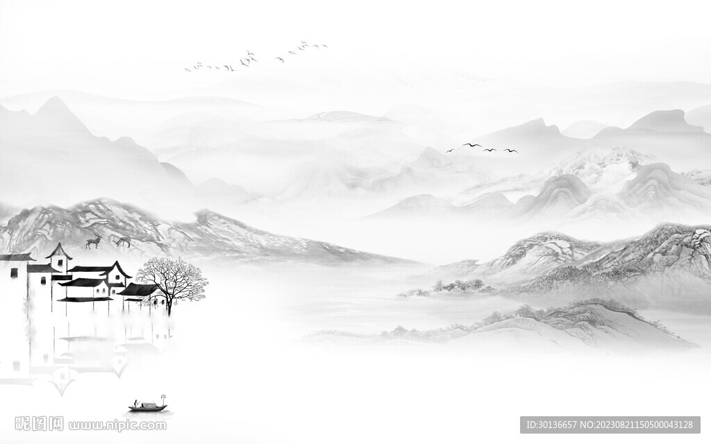 简约 新款灰色山水 TiF分层