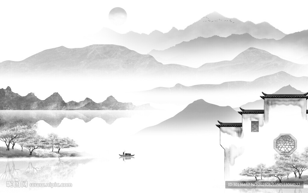 现代 新款灰色山水 TiF分层