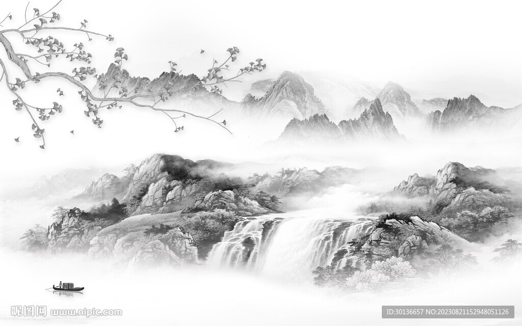 新款 极简灰色山水 TiF分层