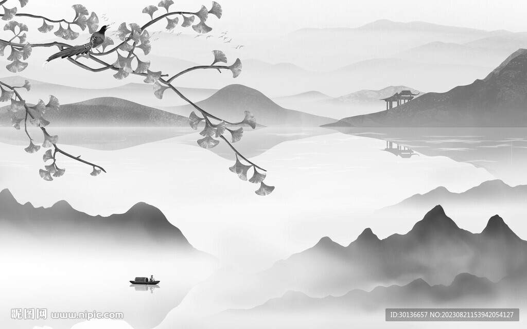 最新 极简灰色山水 TiF分层