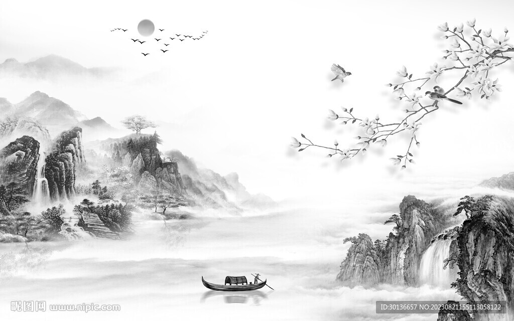 高端 极简灰色山水 TiF分层