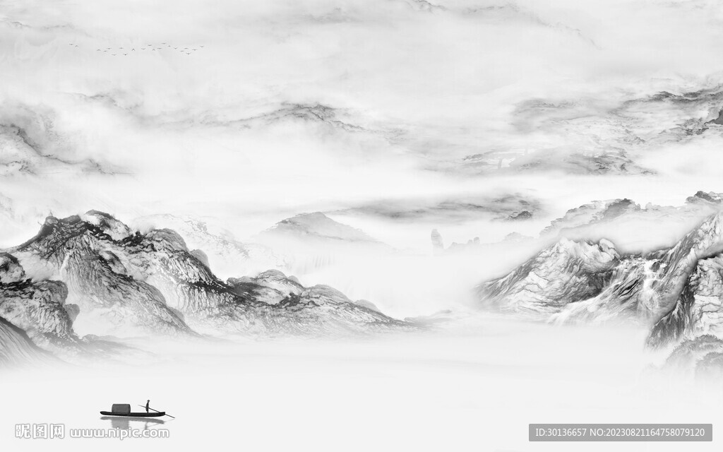 新款 灰色高清山水 TiF分层