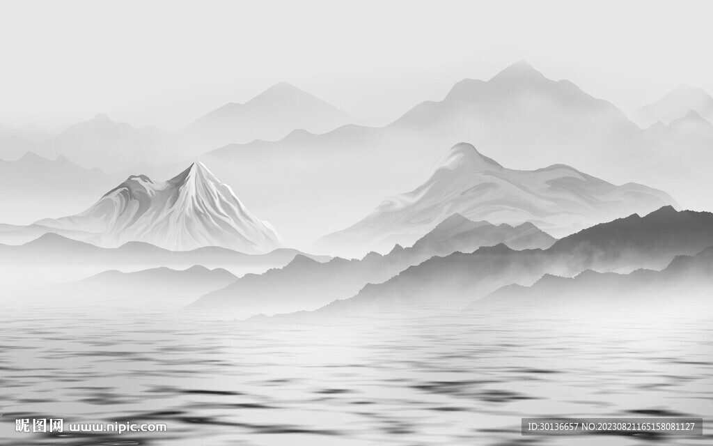 高雅 灰色高清山水 TiF分层