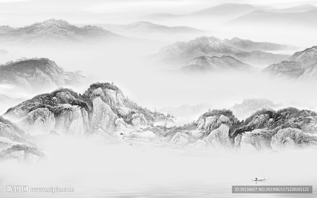 人气 灰色高清山水 TiF分层