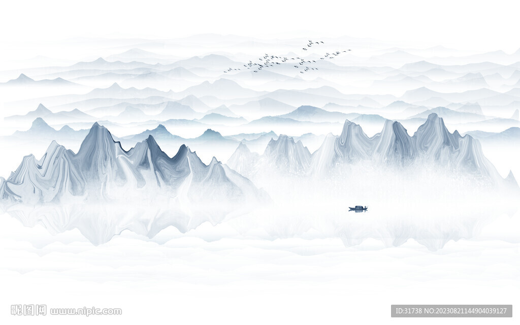 新中式山水背景墙