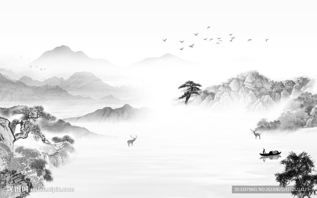 清晰 最新灰色山水 TiF分层