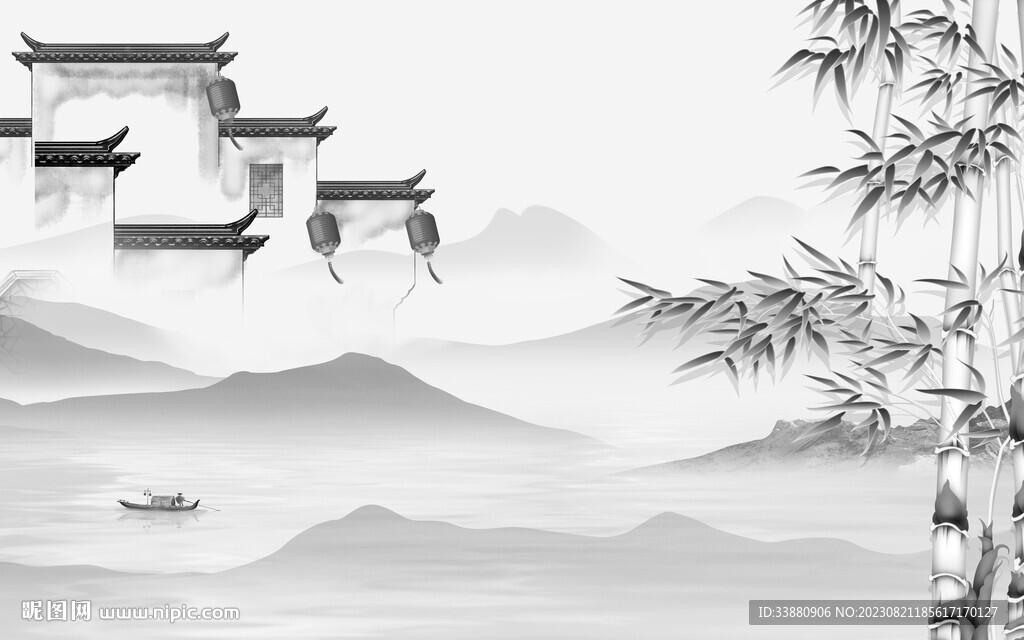 高雅 高档灰山水画 TiF分层