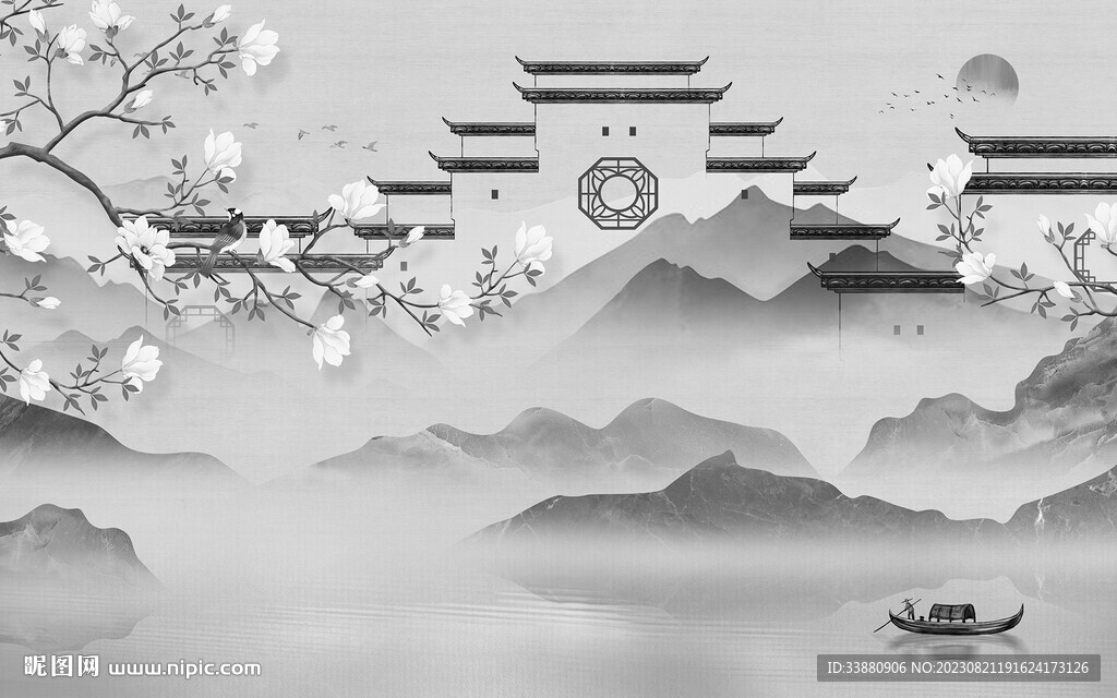 极简 灰色高档山水 TiF分层