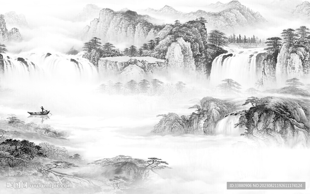 爆款 灰色高档山水 TiF分层