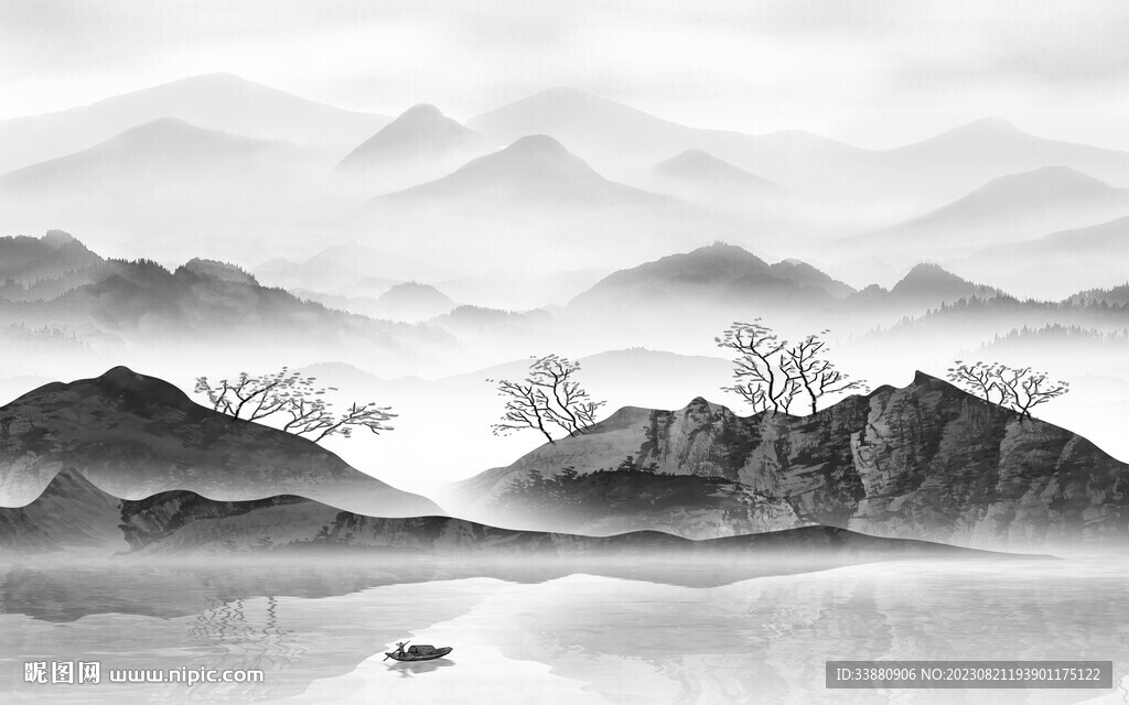 简约 灰色高档山水 TiF分层