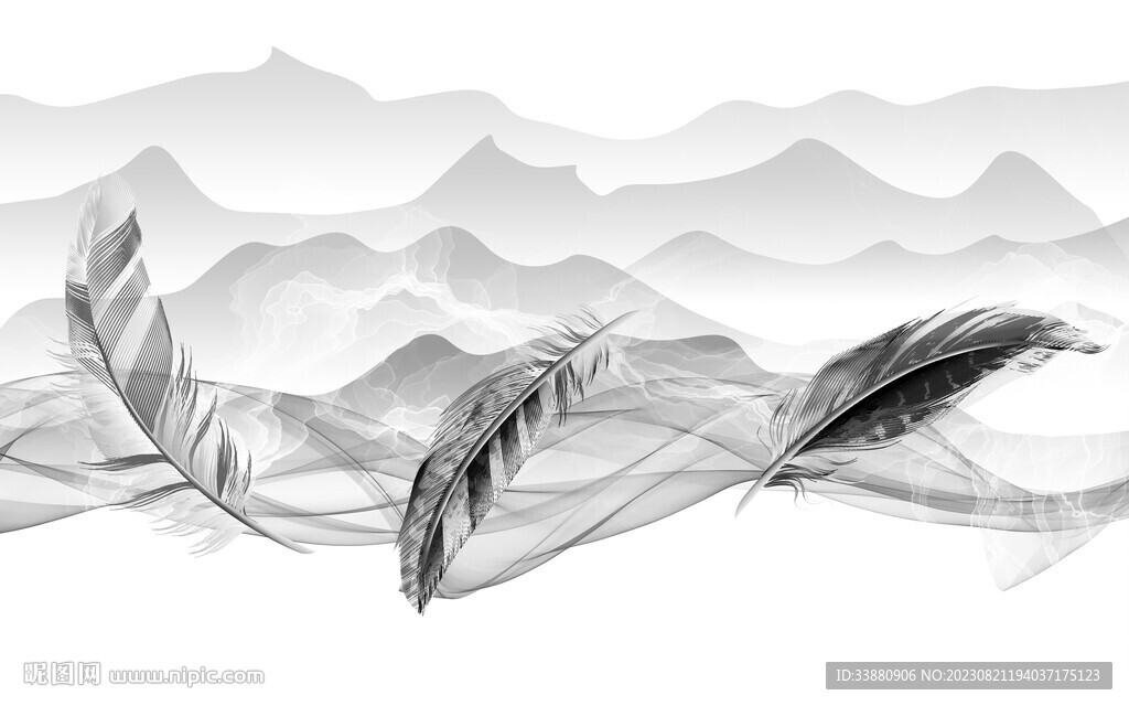 现代 灰色高档山水 TiF分层