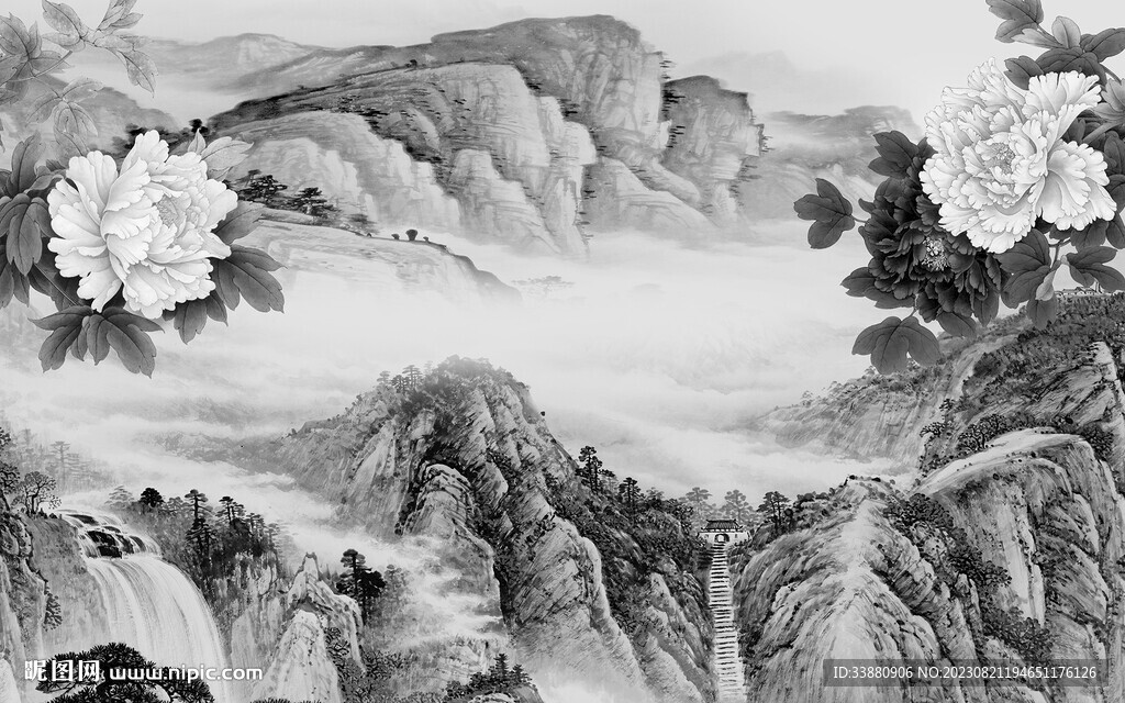 别墅 灰色简约山水 TiF分层