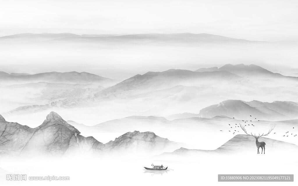 爆款 灰色简约山水 TiF分层