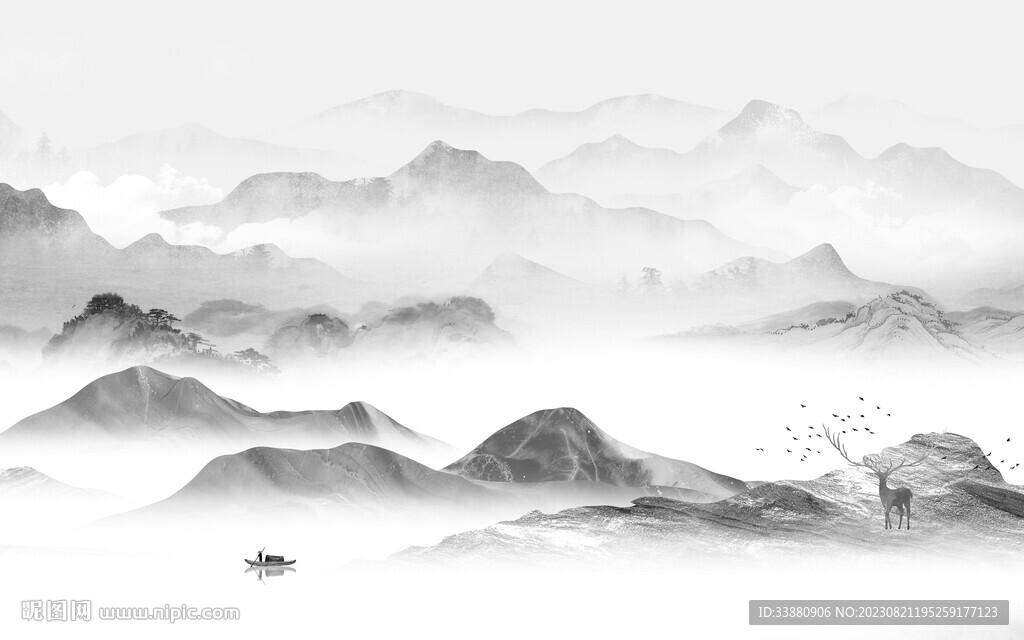 新品 灰色简约山水 TiF分层