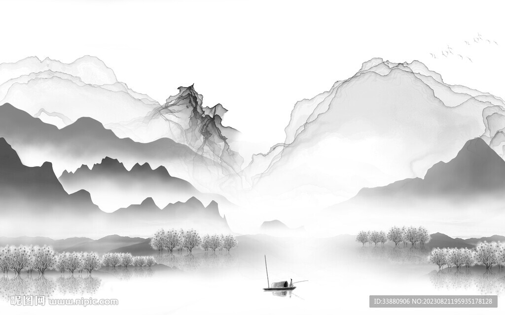 高雅 灰色简约山水 TiF分层