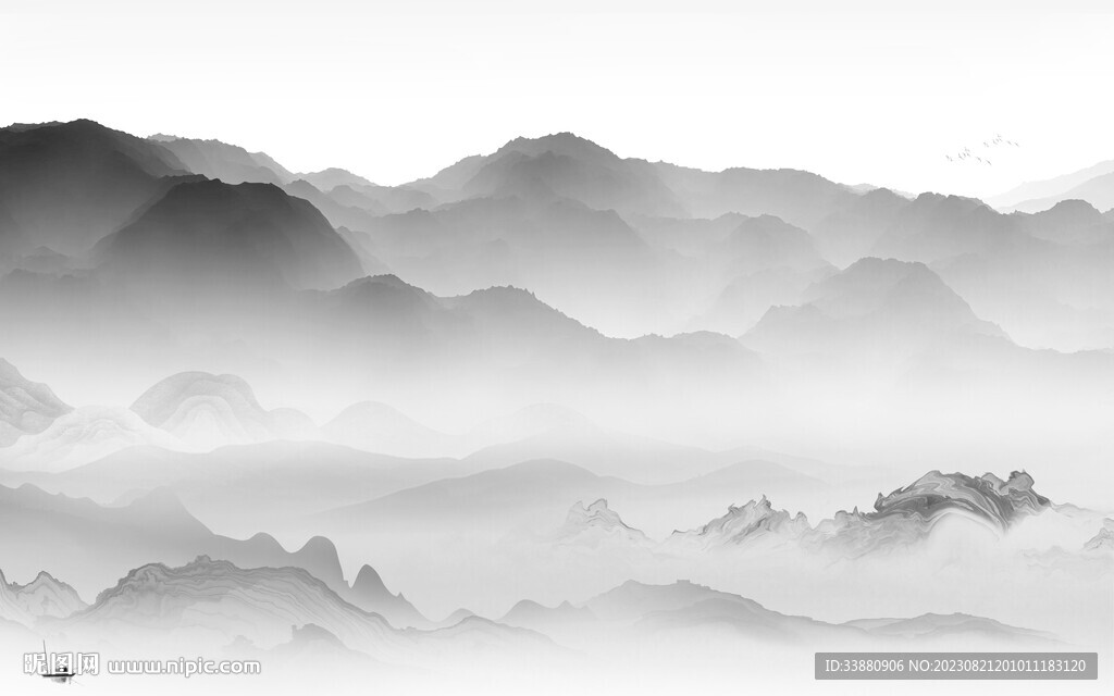 最新 灰色简约山水 TiF分层