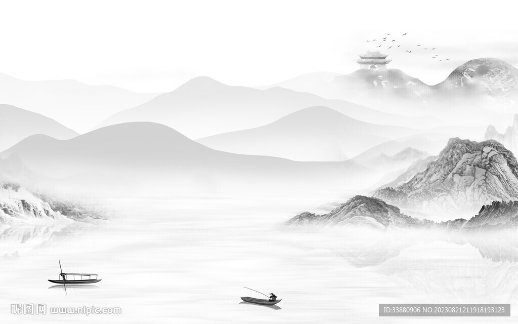 现代 灰色简约山水 TiF分层