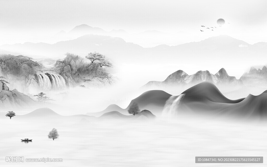 新传 高档灰色山水 TIf分层