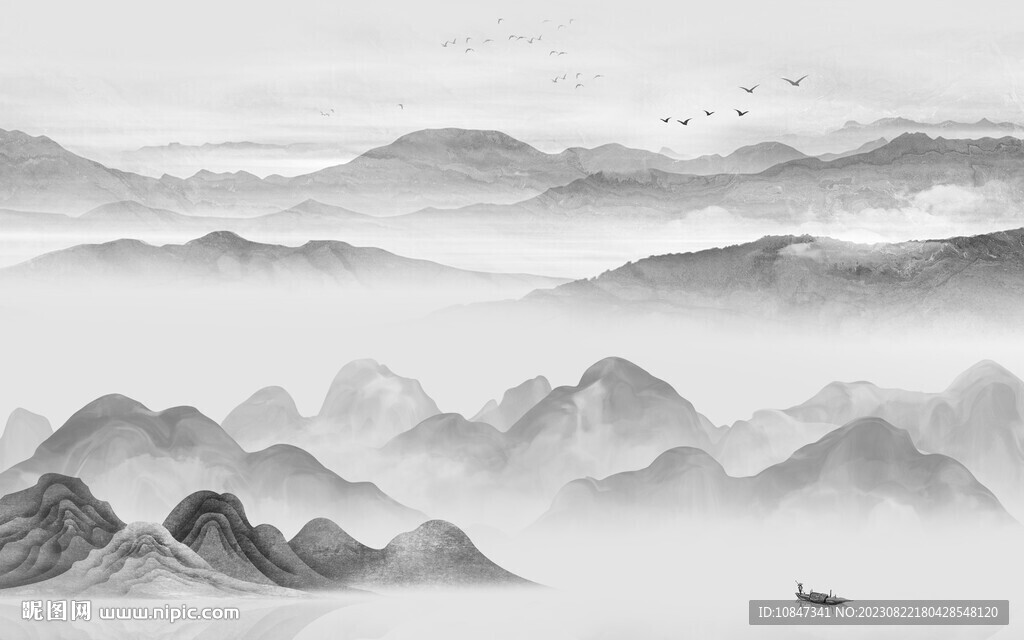 最新 高档灰色山水 TIf分层