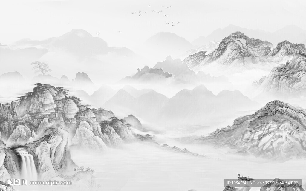 简约 高档灰色山水 TIf分层