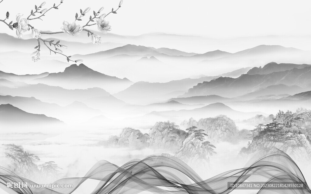 高档 最新灰色山水 TIf分层