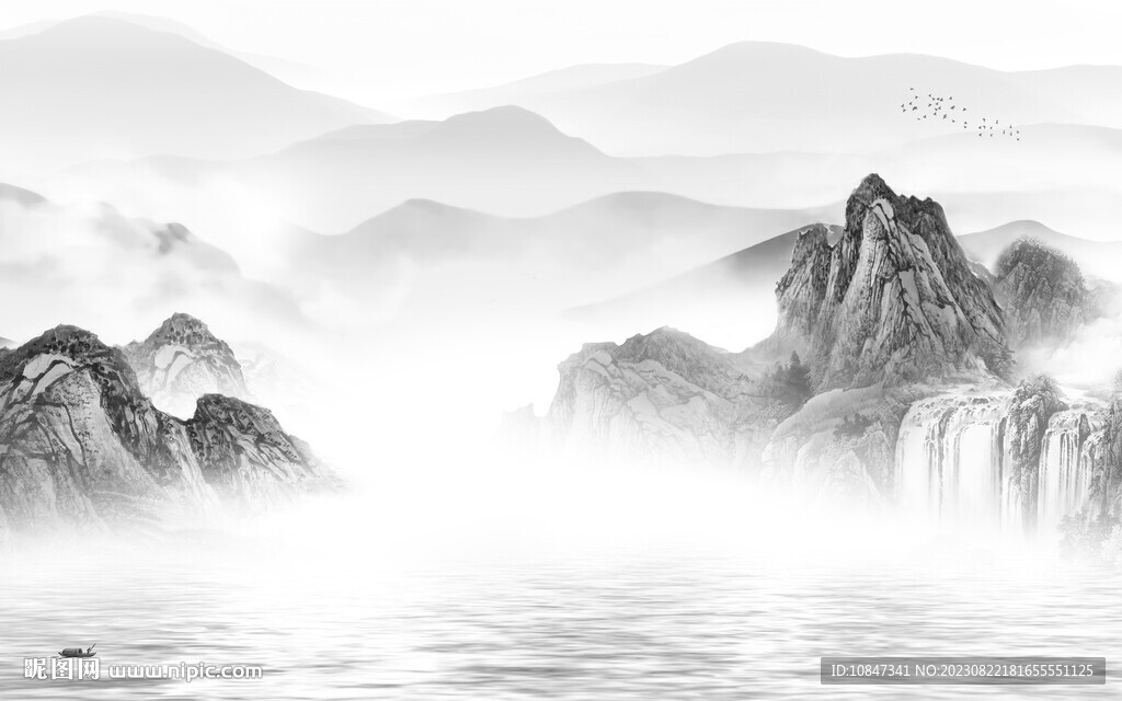 简约 最新灰色山水TIf分层画
