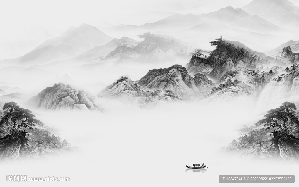 高清 最新灰色山水 TIf分层