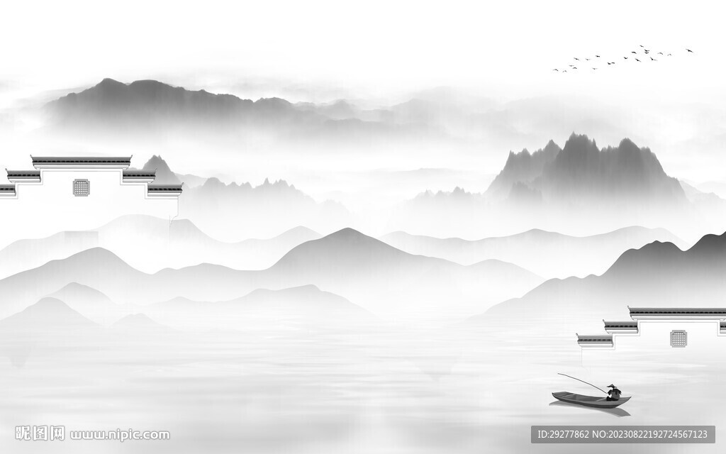 新传 意境灰色山水 TIf分层