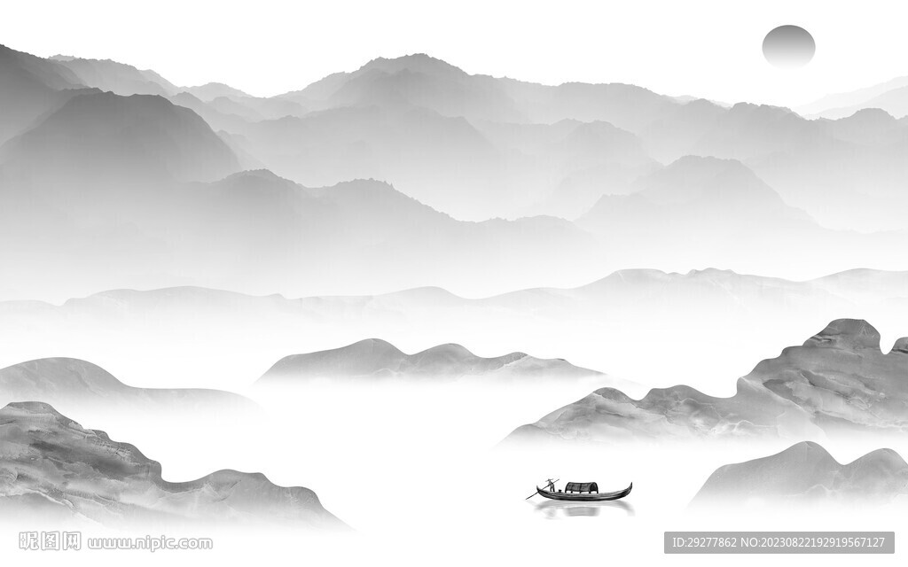 极简 意境灰色山水 TIf分层