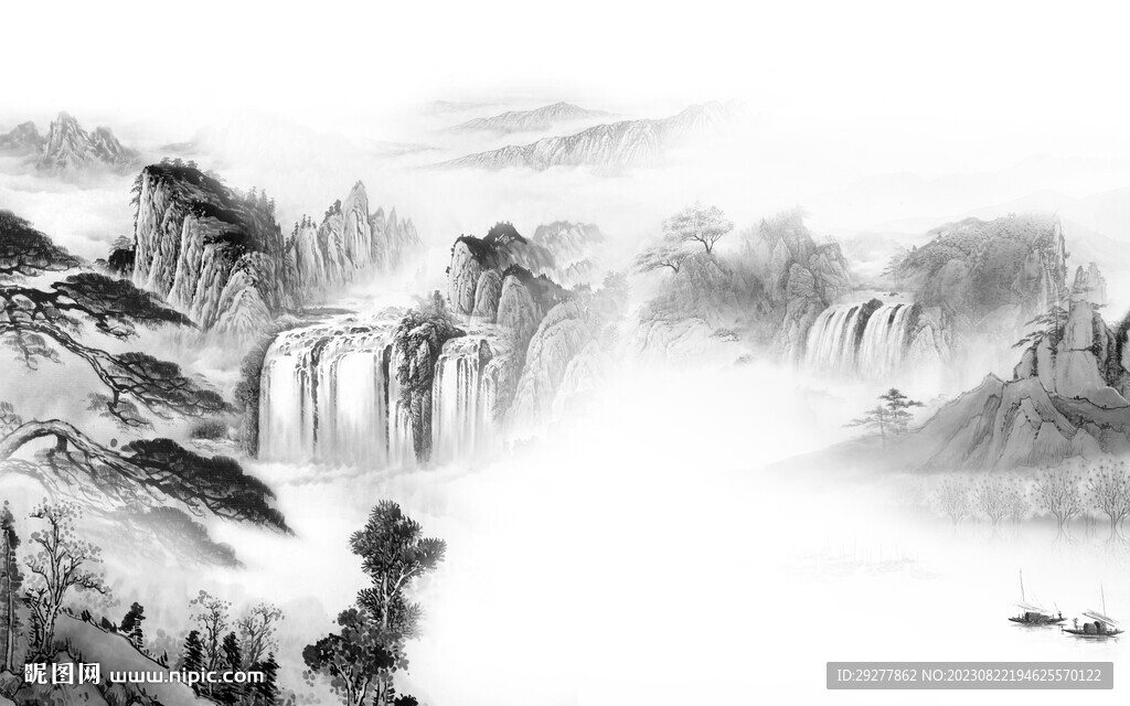 奢雅 意境灰色山水 TIf分层