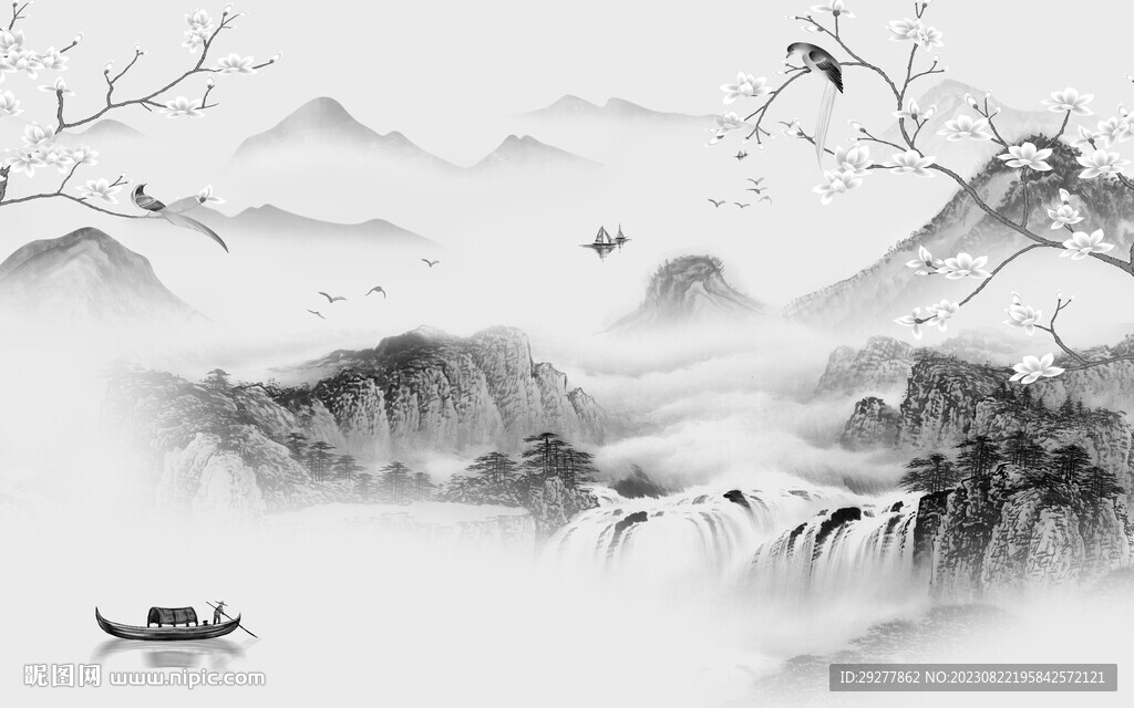 新品 灰色高清山水 TIf分层