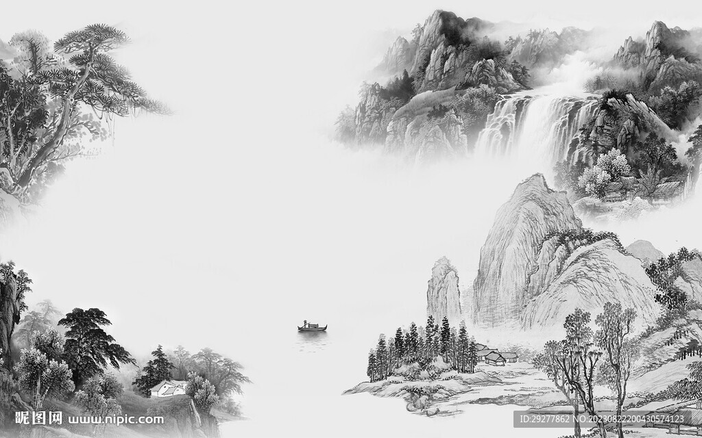 大气 意境灰色山水 TIf分层