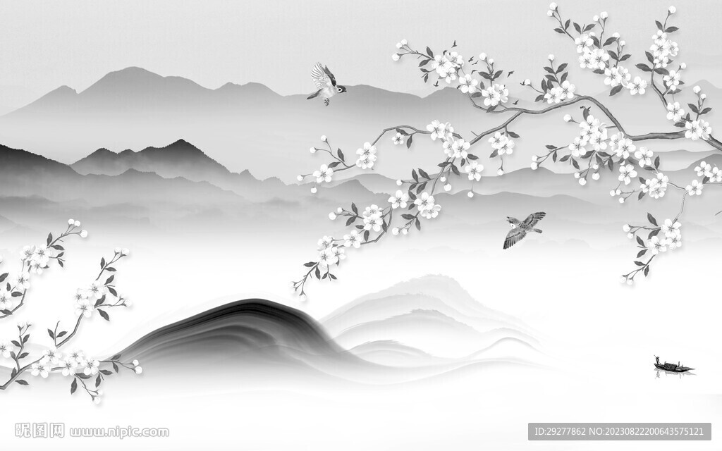 高档 灰色高清山水 TIf分层