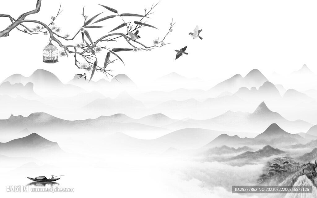 新款 灰色高清山水 TIf分层