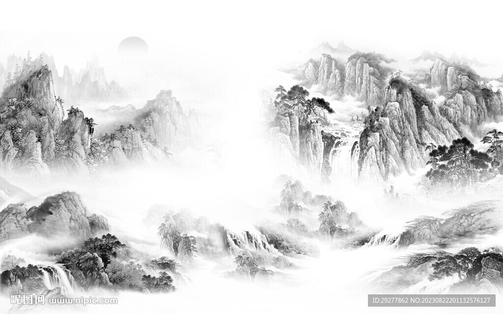 最新 灰色高清山水 TIf分层