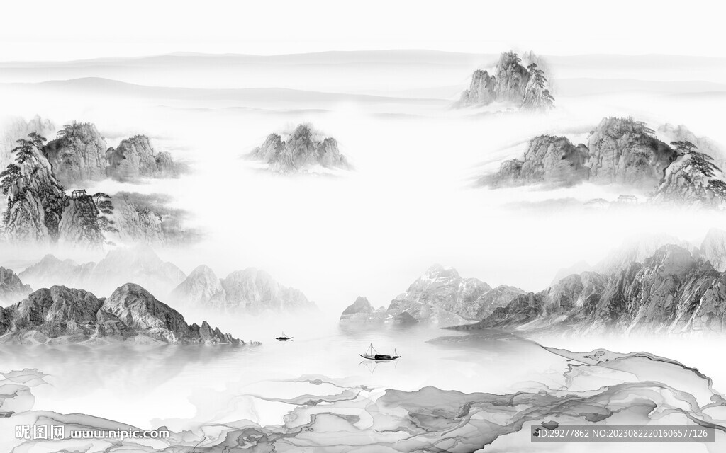 人气 灰色高清山水 TIf分层