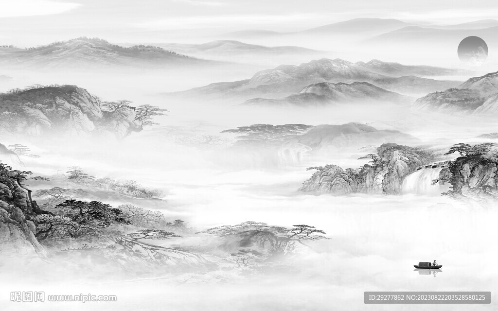 高端 灰色山水背景 TIf分层