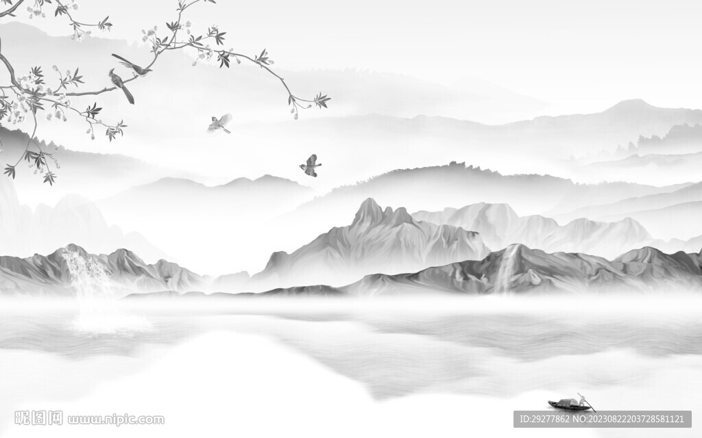 高端 灰色山水背景 TIf分层