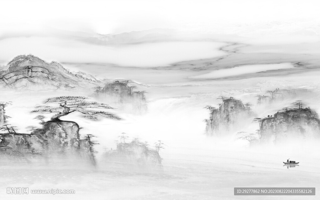 简约 灰色山水背景 TIf分层