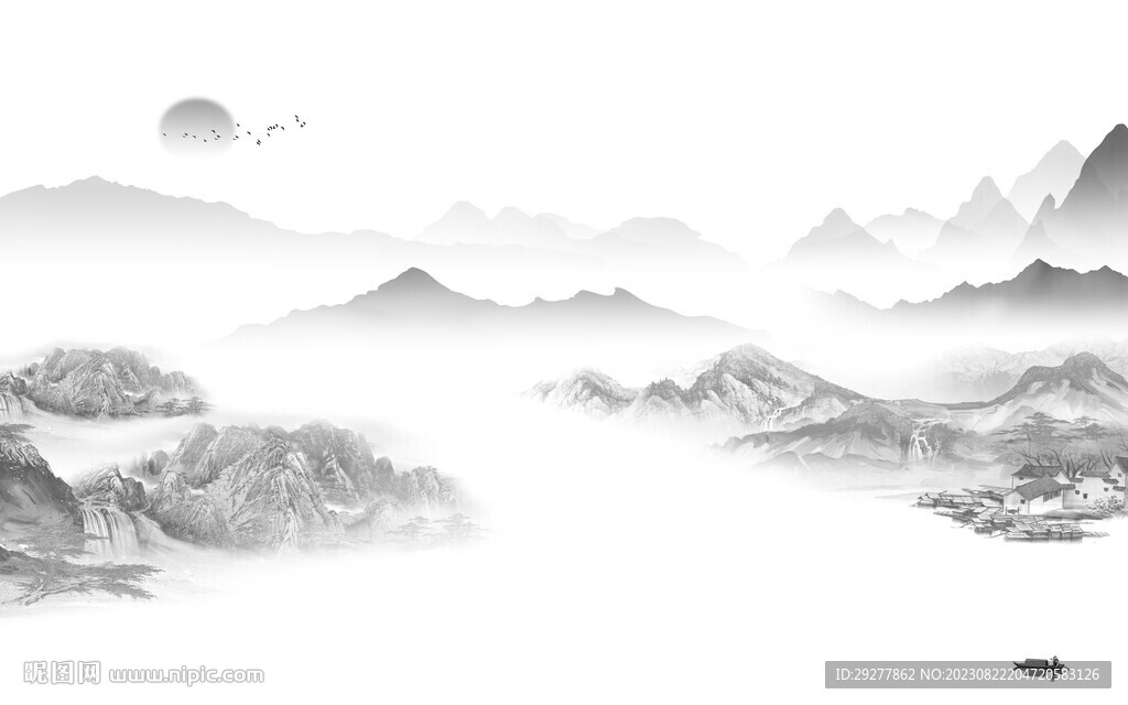 大气 灰色山水背景 TIf分层