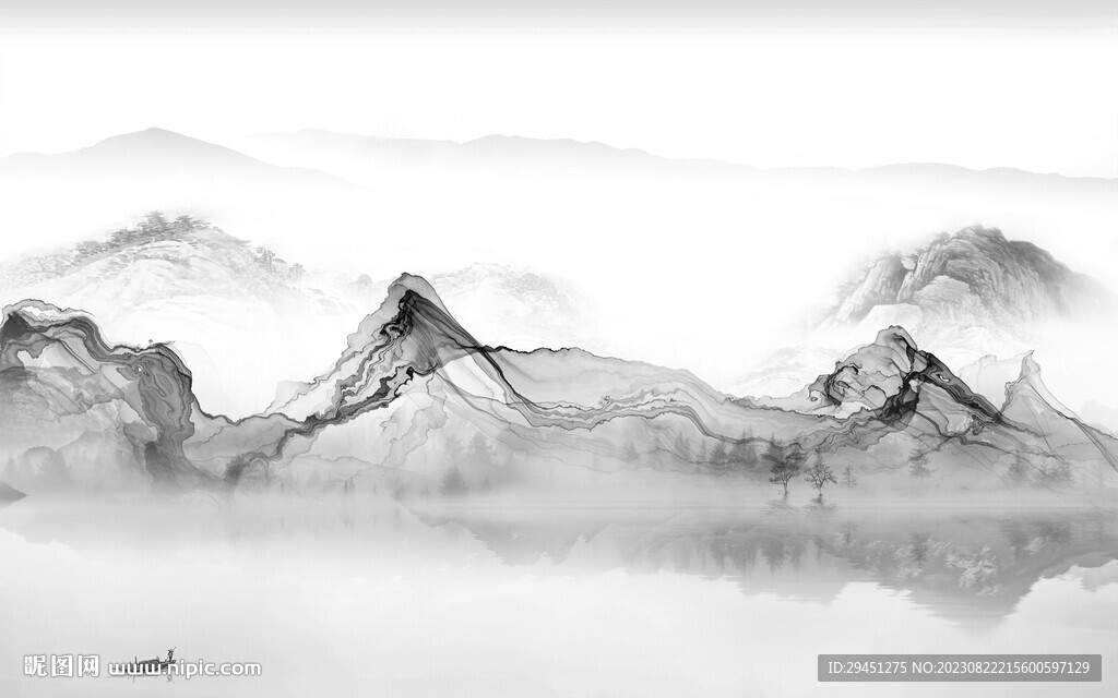 客厅 奢雅灰色山水 TiF分层