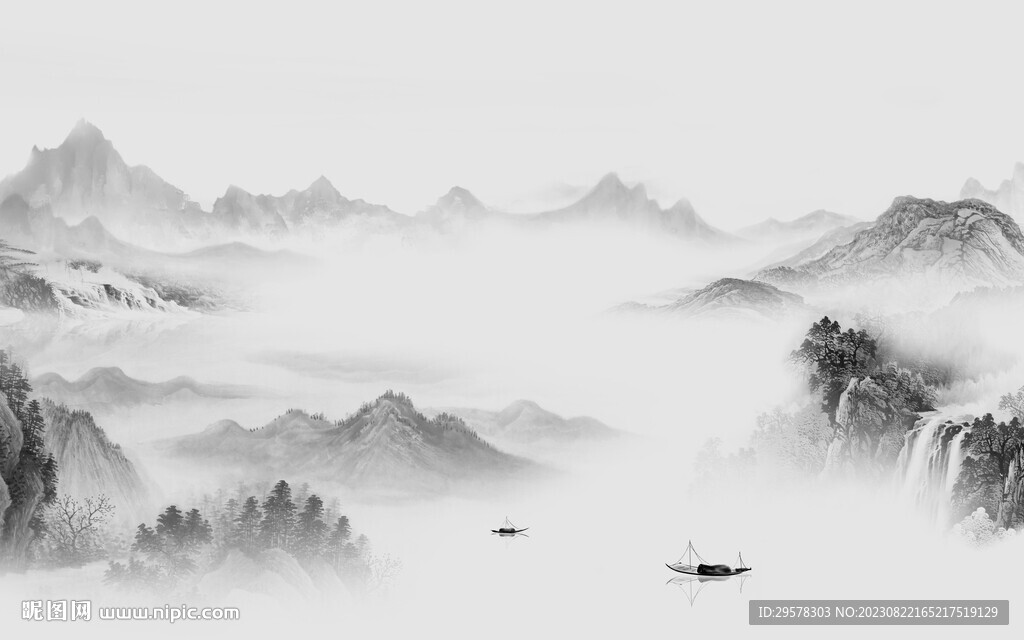 客厅 爆款灰色山水 TiF分层