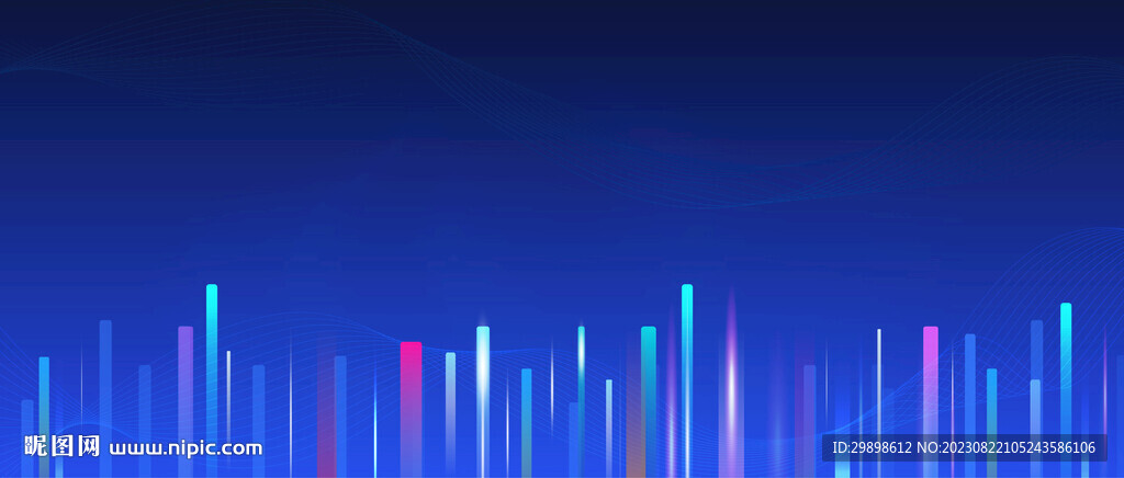 蓝色科技射线发光彩色速度线条