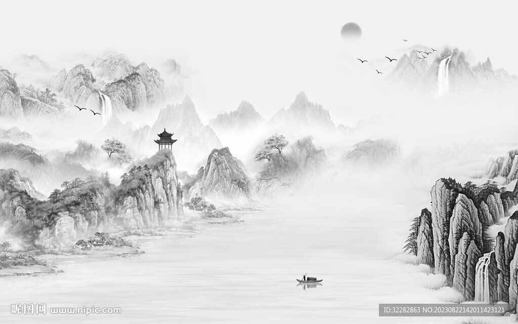 人气 高端灰色山水 tiF分层