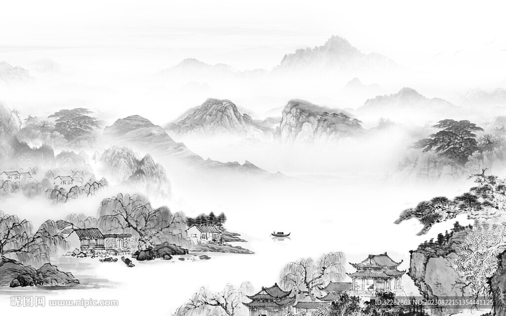 大气 高端灰色山水 tiF分层