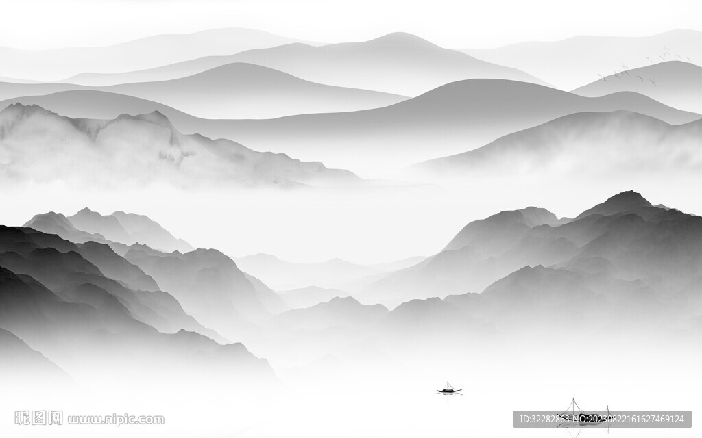 奢雅 简约灰色山水 TiF分层