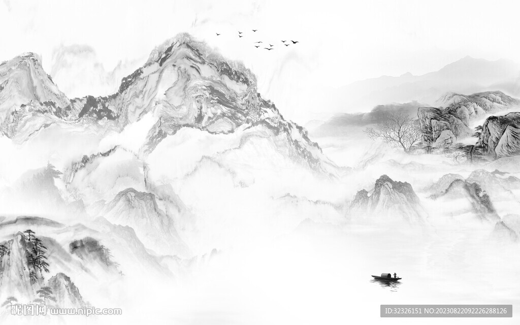 别墅 灰色高档山水 tif分层