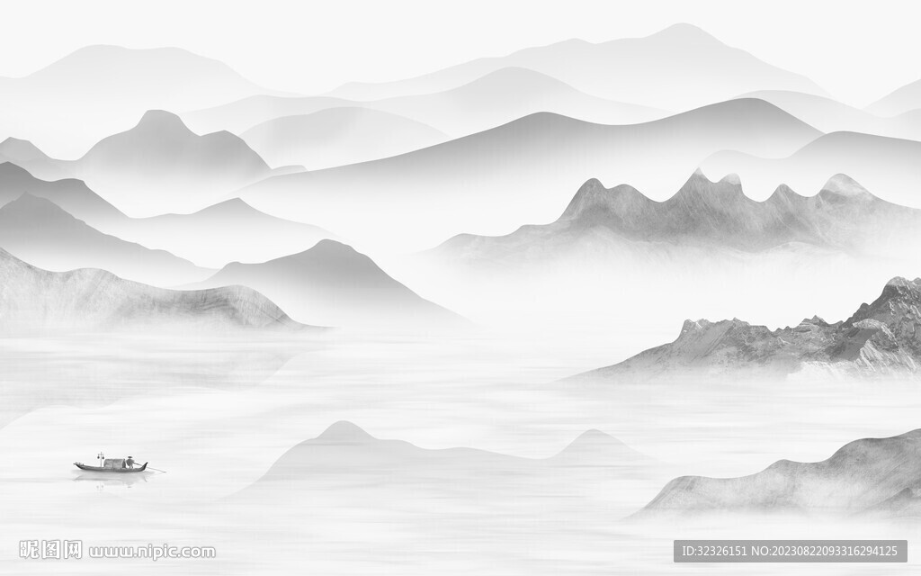 高雅 灰色高档山水 tif分层